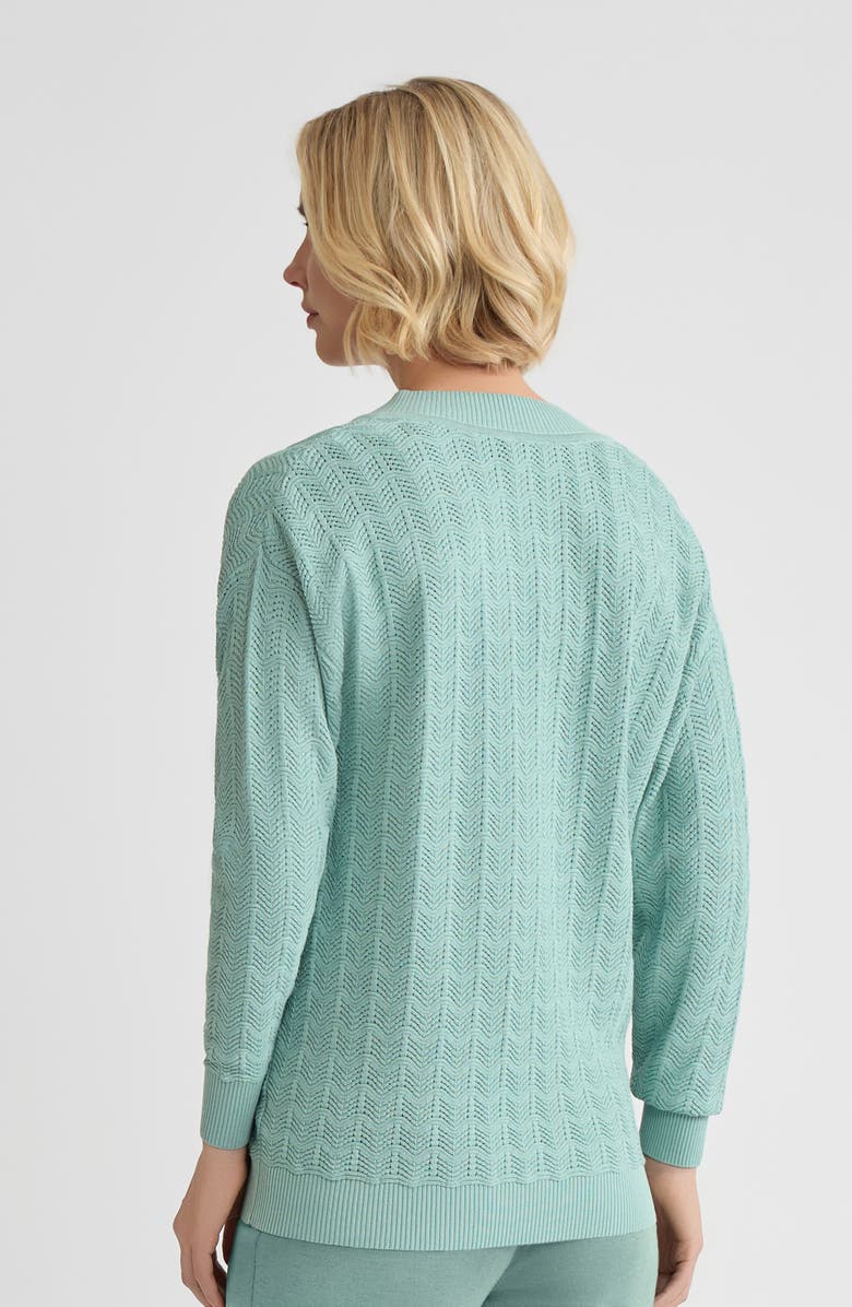 Misook Relaxed Pointelle Soft Knit Sweater, Alternate, color, Mystic Green