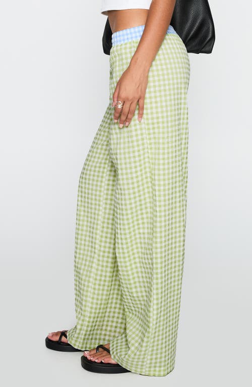 Princess Polly Neevie Check Wide Leg Pants In Green