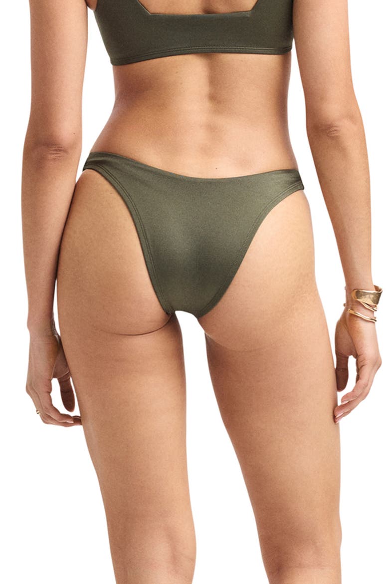 California High Leg Bikini Bottoms, Alternate, color, OLIVE ECOSHIMMER