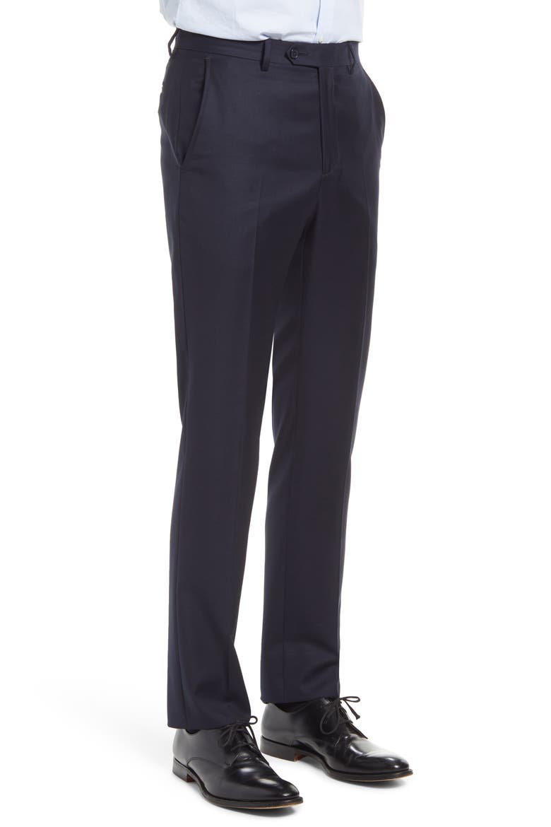 Roma Flat Front Loro Piana Wool Serge Dress Pants, Alternate, color, NAVY