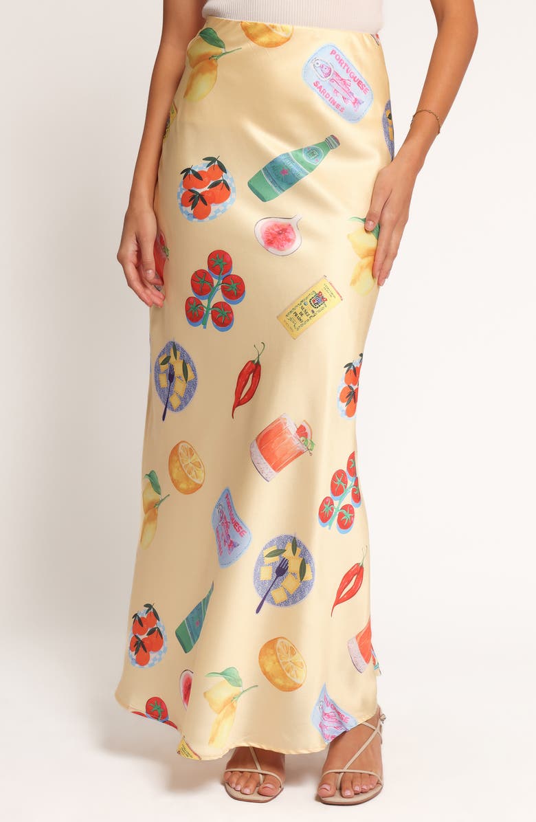 Petal & Pup Kinsey Satin Maxi Skirt, Main, color, Yellow