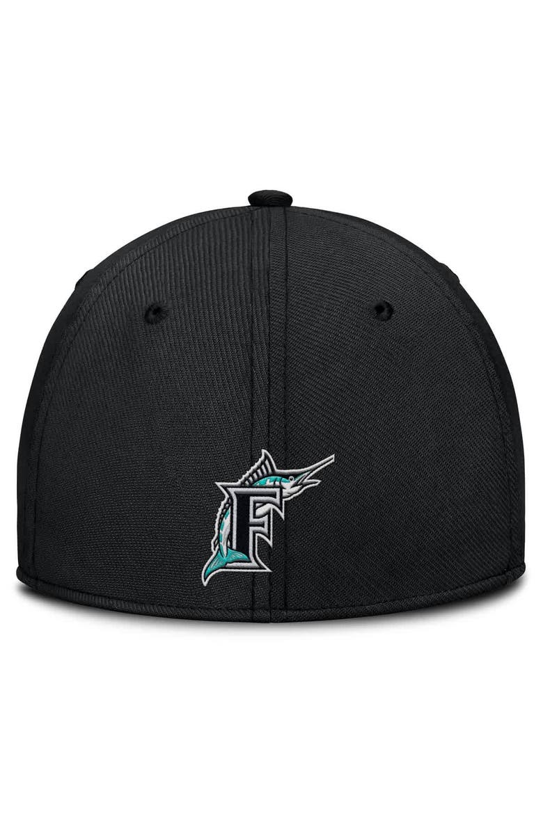 Nike Men's Nike Gray/Black Florida Marlins Rise Swoosh Performance Flex Hat, Alternate, color, Gray