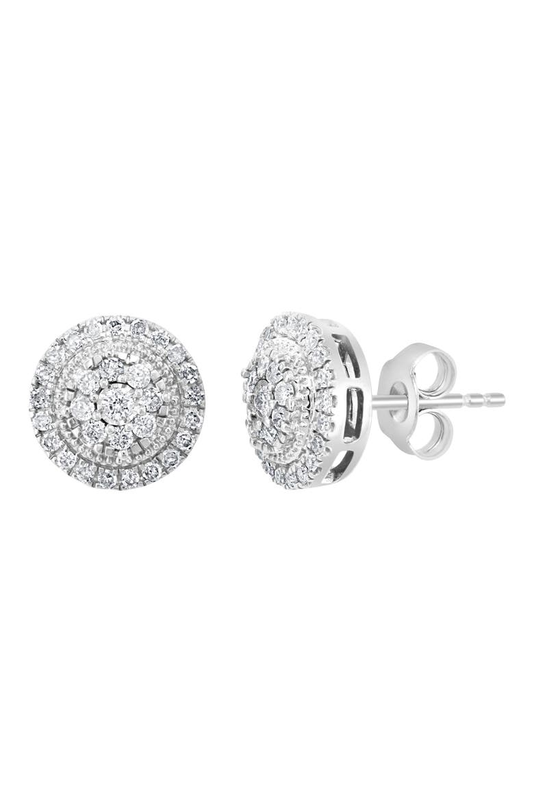 Sterling Silver Diamond Stud Earrings, Main, color, SILVER