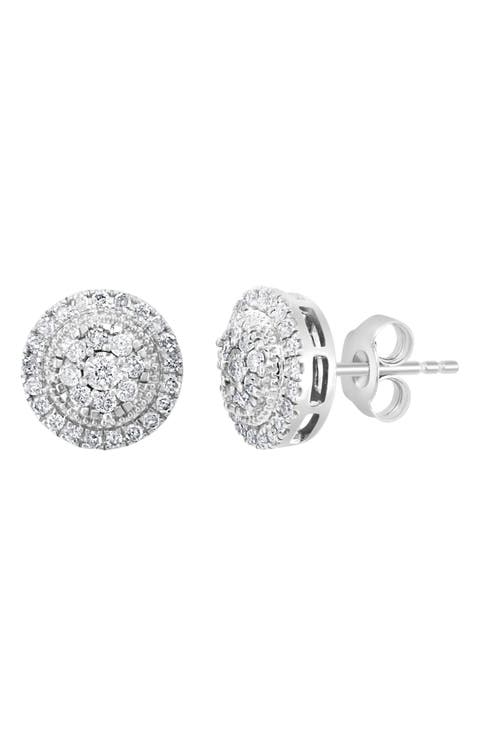 Sterling Silver Diamond Stud Earrings