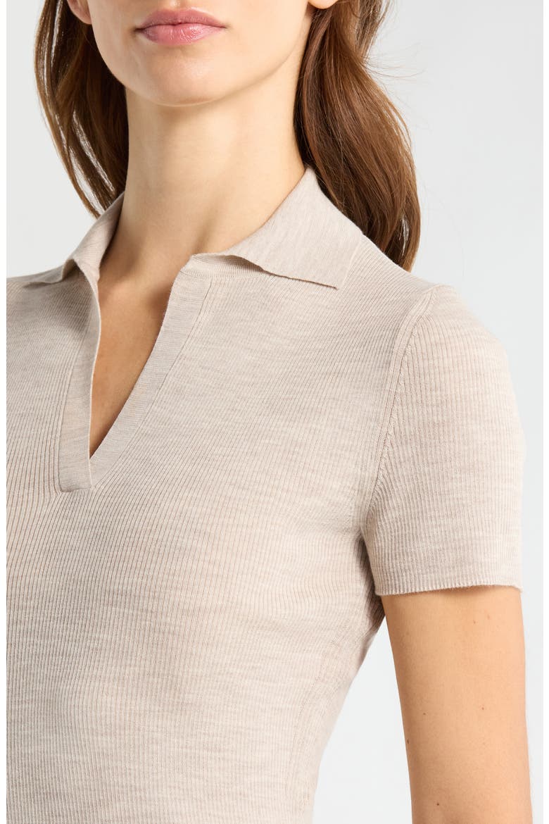 Albero Virgin Wool Blend Rib Polo Sweater, Alternate, color, POWDER