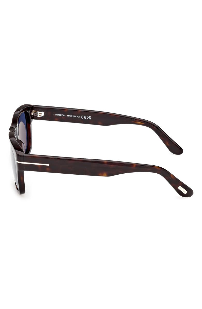 TOM FORD Smith-02 55mm Rectangular Sunglasses, Alternate, color, Classic Havana / Blue Lens