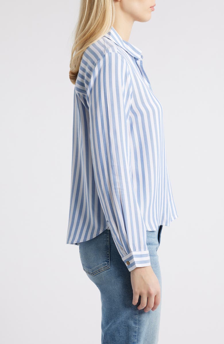 beachlunchlounge Candace Stripe Button-Up Shirt, Alternate, color, Slate Blue