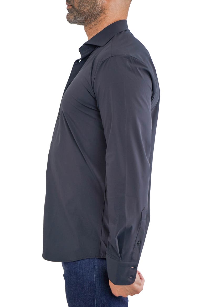 Einstein Stretch Core Button-Up Shirt, Alternate, color, BLACK