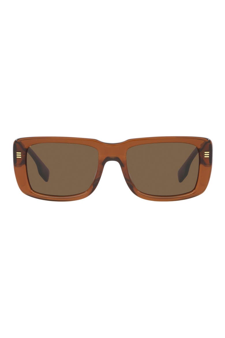 55mm Rectangular Sunglasses, Main, color, BROWN