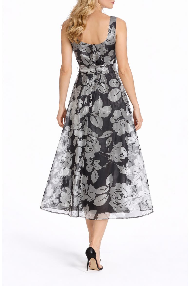 Floral Organza Cocktail Dress, Alternate, color, BLACK/ WHITE