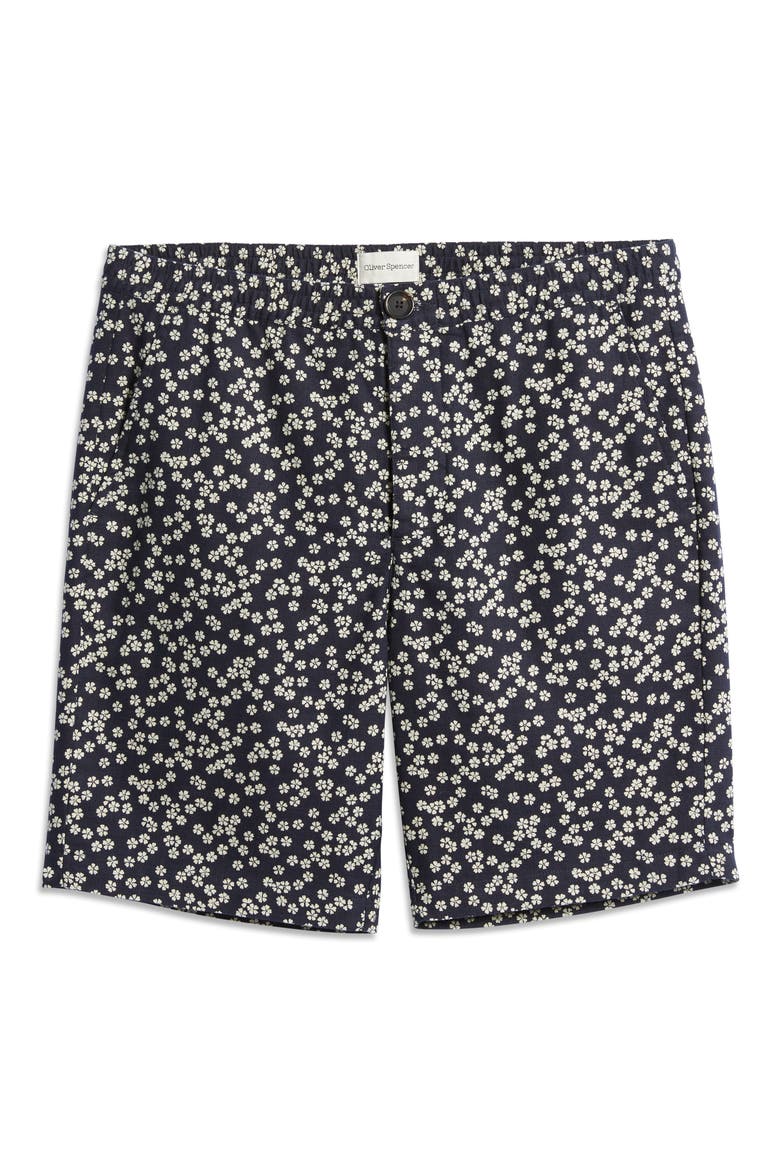 Floral Cotton Shorts, Alternate, color, NAVY