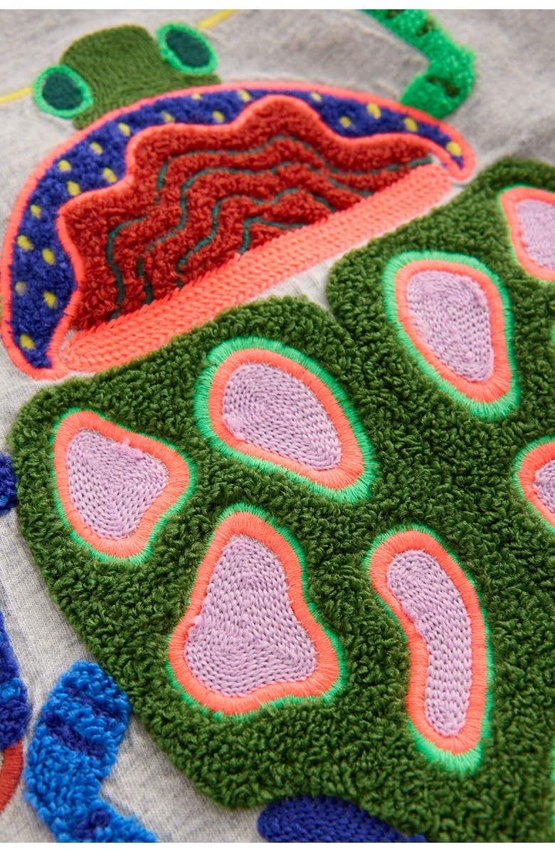 Mini Boden Kids' Beetle Appliqué Long Sleeve Cotton Graphic T-Shirt, Alternate, color, Grey Insect