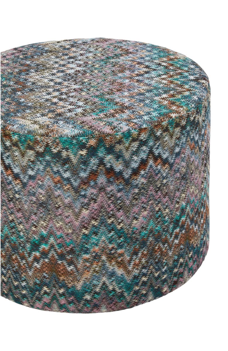 Missoni Home Parrot Cylindrical Pouffe 40x30 Cm With Zigzag Pattern, Alternate, color, Turquoise  Multicoloured
