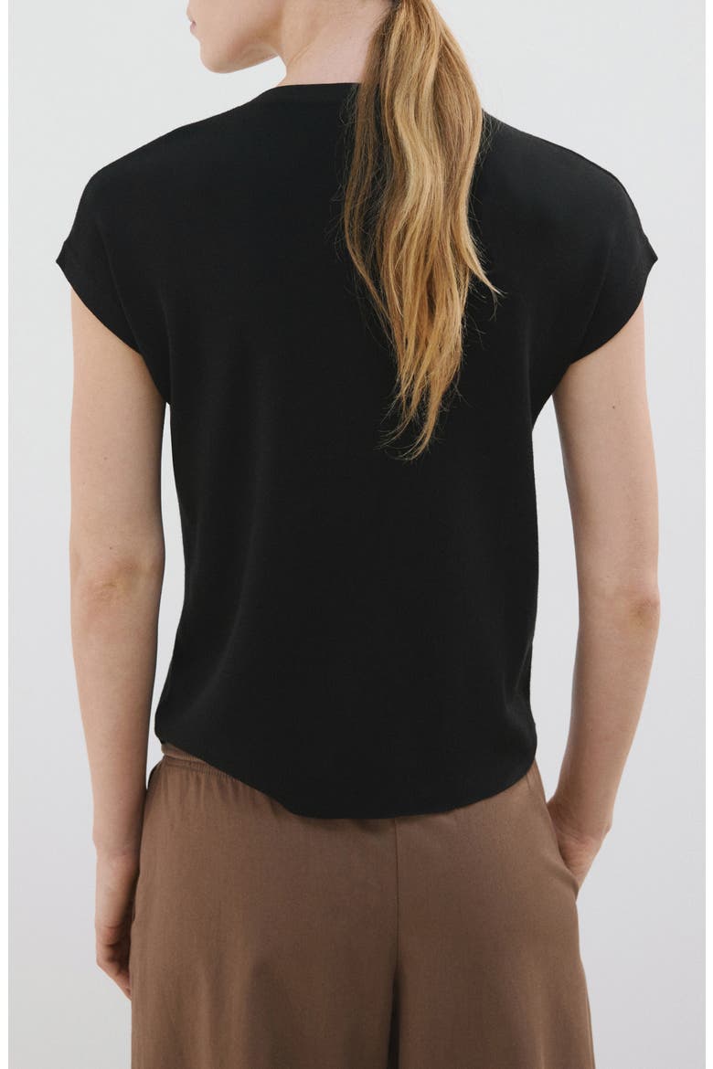 Short Sleeve Cotton Blend Sweater, Alternate, color, BLACK