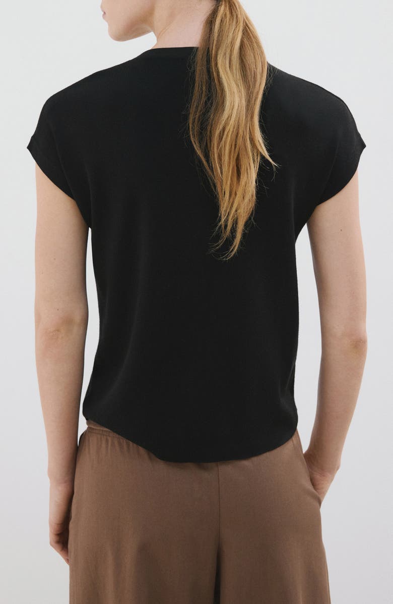 MANGO Short Sleeve Cotton Blend Sweater, Alternate, color, 