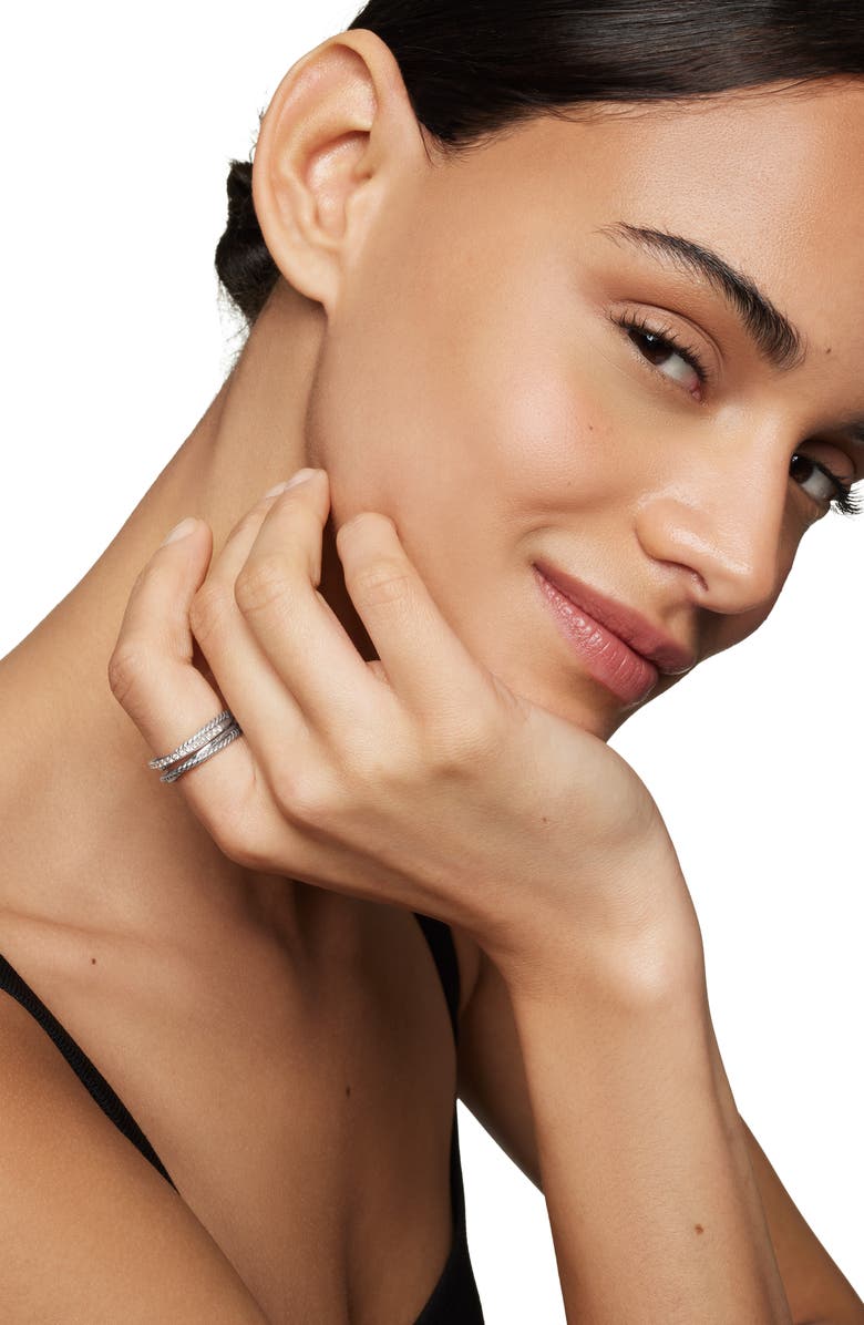 David Yurman 'Crossover' Ring with Diamonds, Alternate, color, Silver/ Diamond