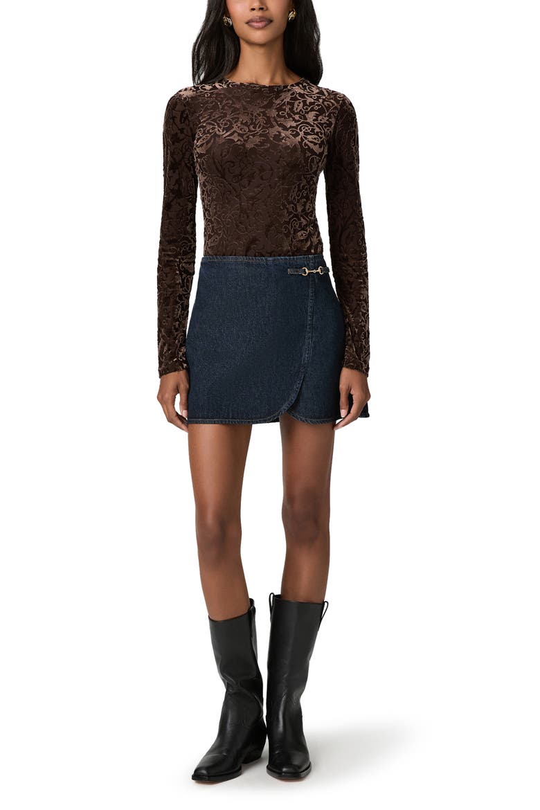 Chelle Burnout Velvet Top, Alternate, color, HICKORY