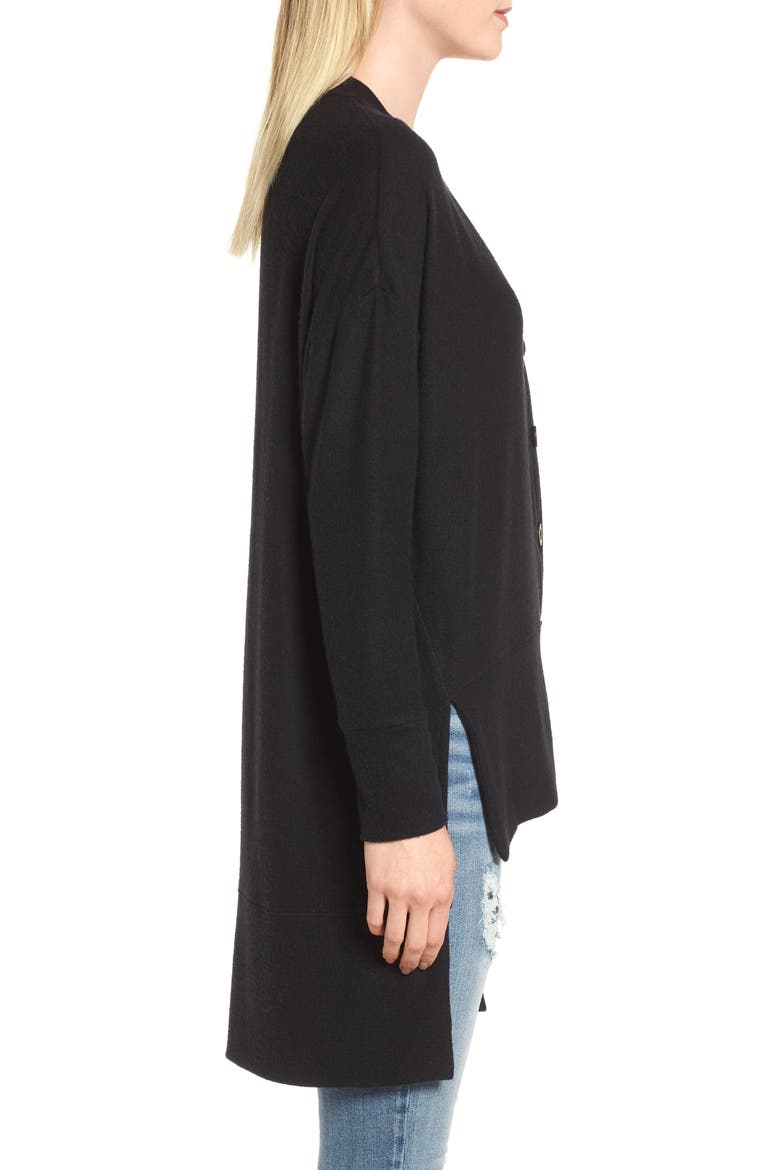 High/Low Easy Cardigan, Alternate, color, BLACK