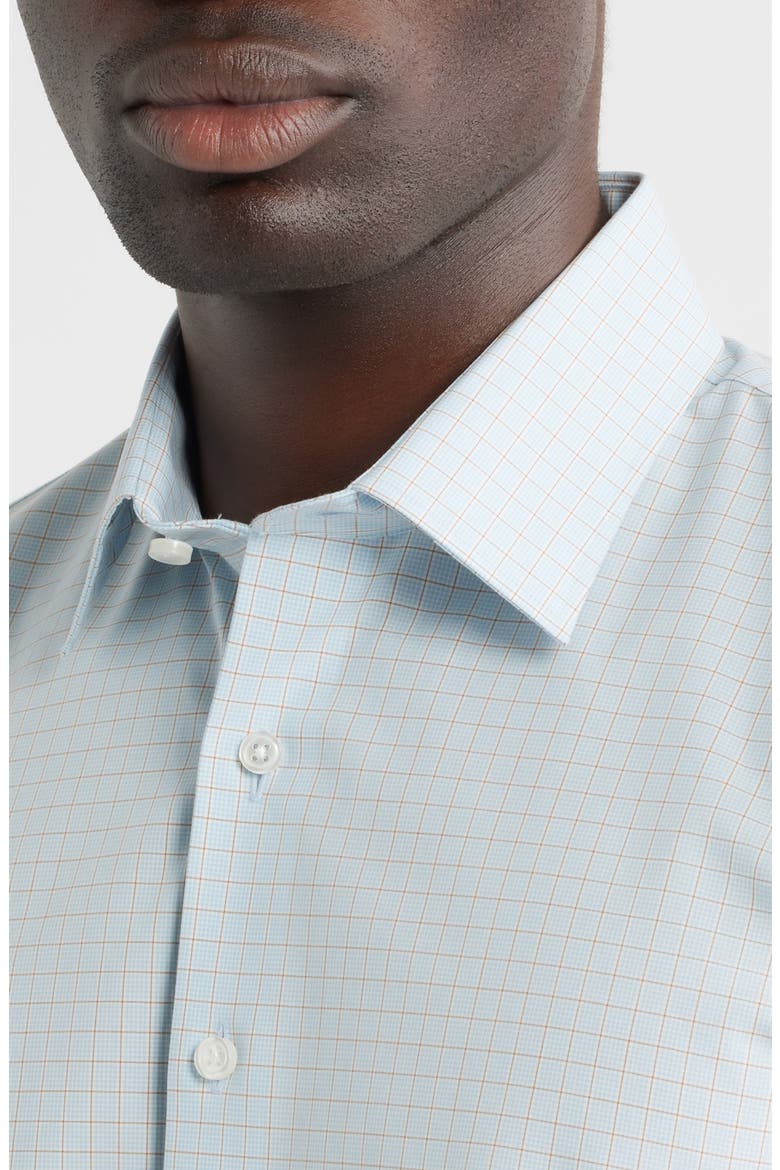 Arcadia Signature Trim Fit Check Cotton Dress Shirt, Alternate, color, BLUE ARCADIA PLAID