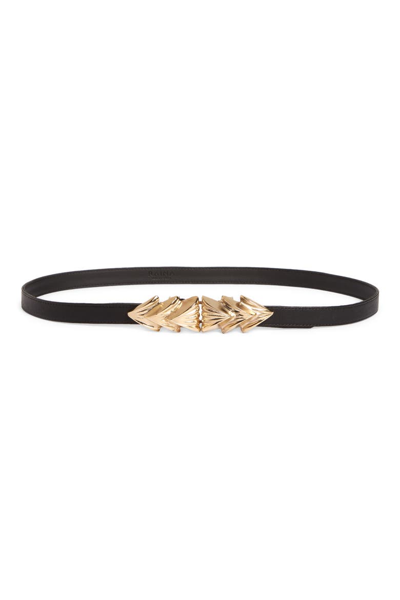 Three Shells Leather Belt, Main, color, BLACK