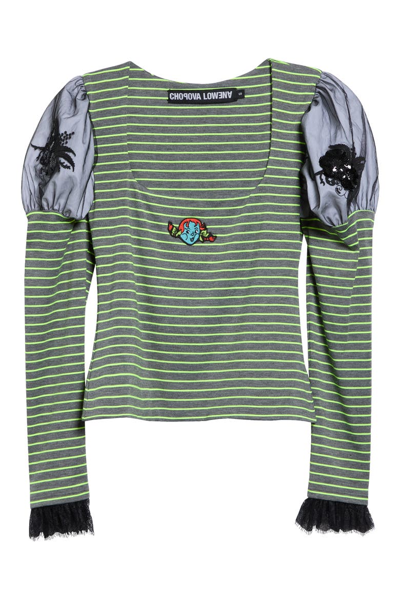 Pitch Striped Jersey Top, Main, color, GREY AND YELLOW
