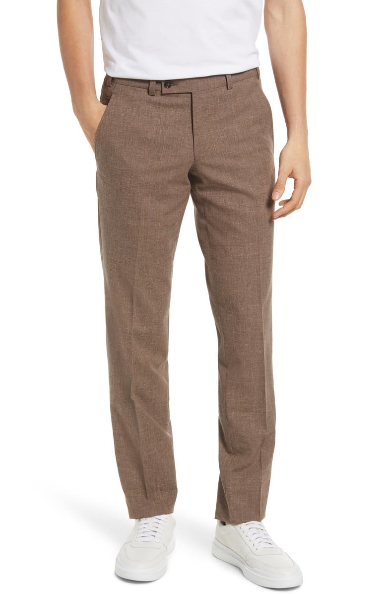 Ted Baker London Men's Jerome Flat Front Stretch Wool Blend Dress Pants, Main, color, 