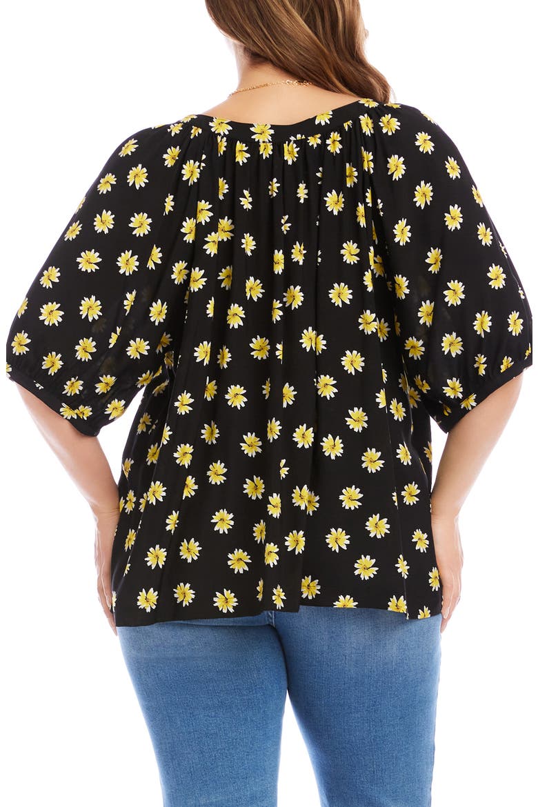 Floral Button-Up Peasant Top, Alternate, color, BLACK/ FLORAL PRINT
