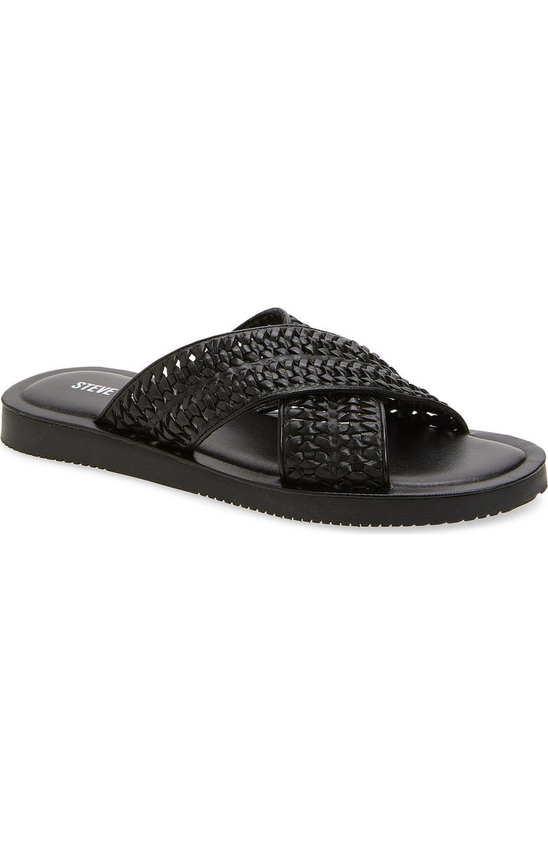 Steve Madden Boweri Woven Strap Slide Sandal, Main, color, Black