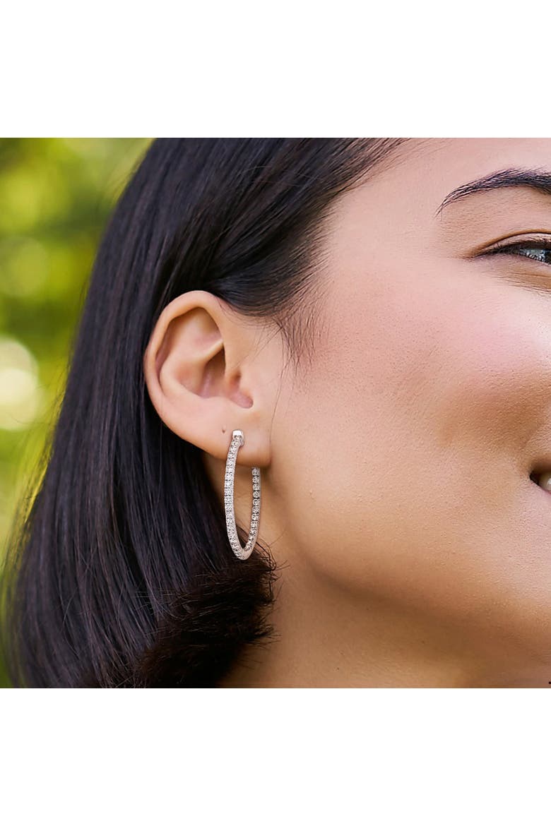 1-3/4 CTW Diamond Hoop Earrings 14k Gold, Alternate, color, 14k White Gold