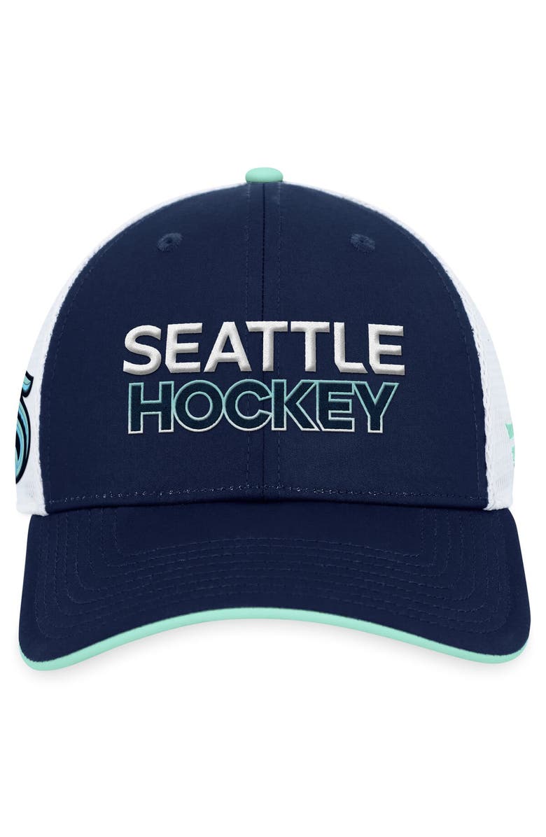 FANATICS Men's Fanatics Branded Deep Sea Blue Seattle Kraken Authentic Pro Rink Trucker Adjustable Hat, Alternate, color, Navy