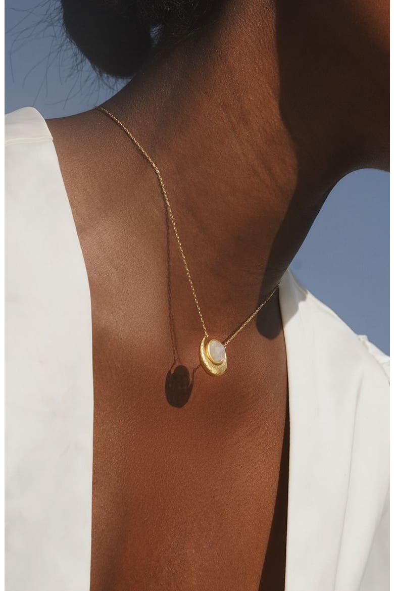 Cradled in Light Moonstone Necklace, Alternate, color, Gold