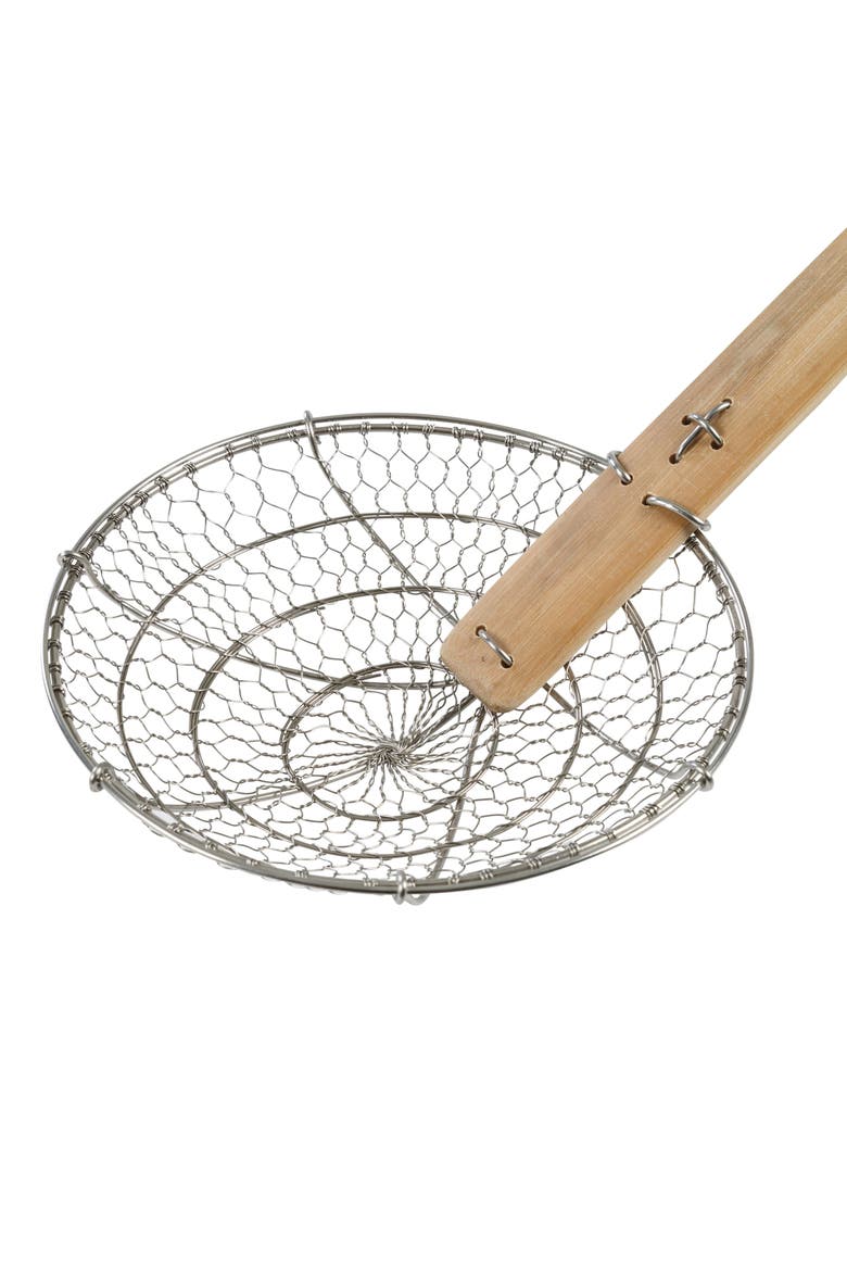Stainless Steel Spider Strainer, 7-Inch, Alternate, color, Bamboo