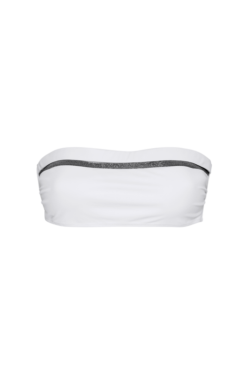 Shop Brunello Cucinelli Bikini Bandeau Top With Monili In White