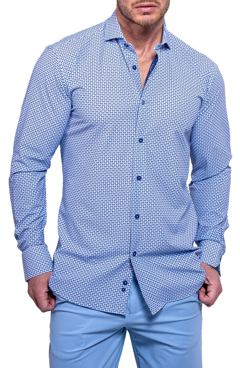 Maceoo Einstein Print Button-Up Shirt, Main, color, 