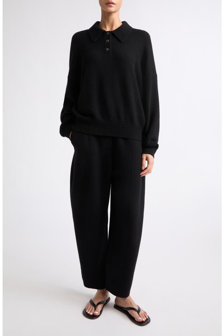 Etta Cashmere Polo Sweater, Alternate, color, BLACK