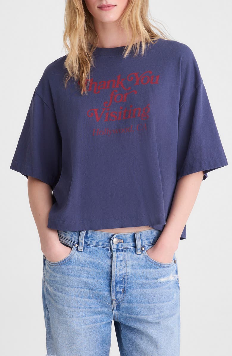 Madewell The Boxy Jersey Crop T-Shirt, Main, color, Petrol Navy
