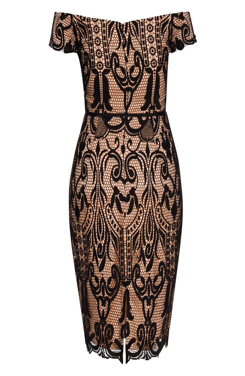 City Chic Off the Shoulder Decadent Lace Cocktail Dress, Alternate, color, 