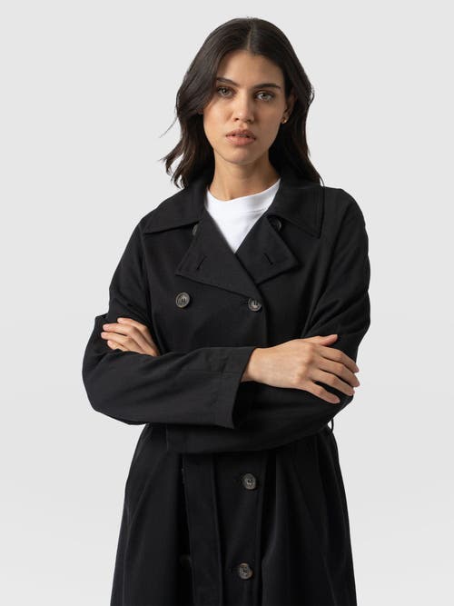 Saint And Sofia Saint + Sofia Marion Double Breasted Trench In Black