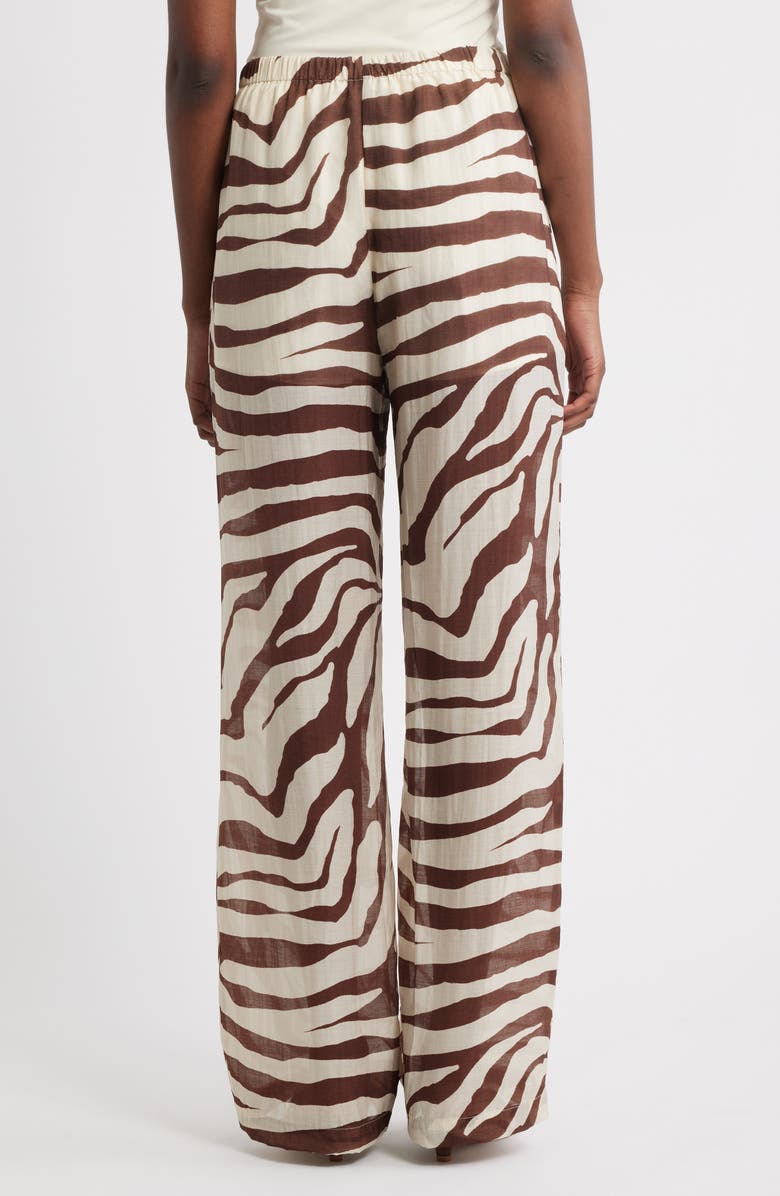 MANGO Koni Animal Print Wide Leg Pants, Alternate, color, Ecru