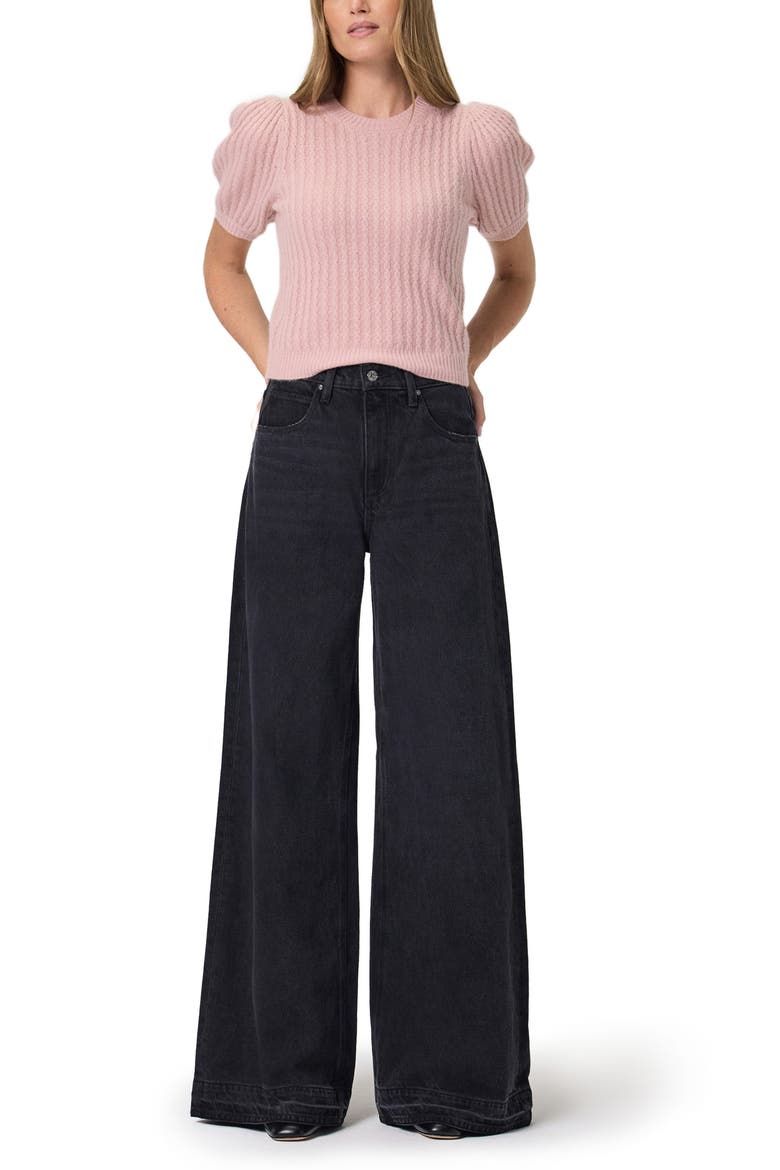 Cameron High Waist Release Hem Wide Leg Jeans, Alternate, color, BOHO BLACK