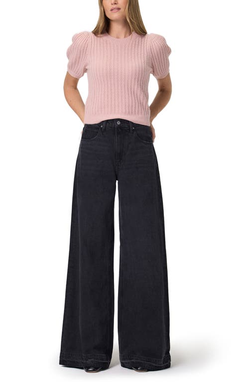 Paige Cameron High Waist Release Hem Wide Leg Jeans In Blue