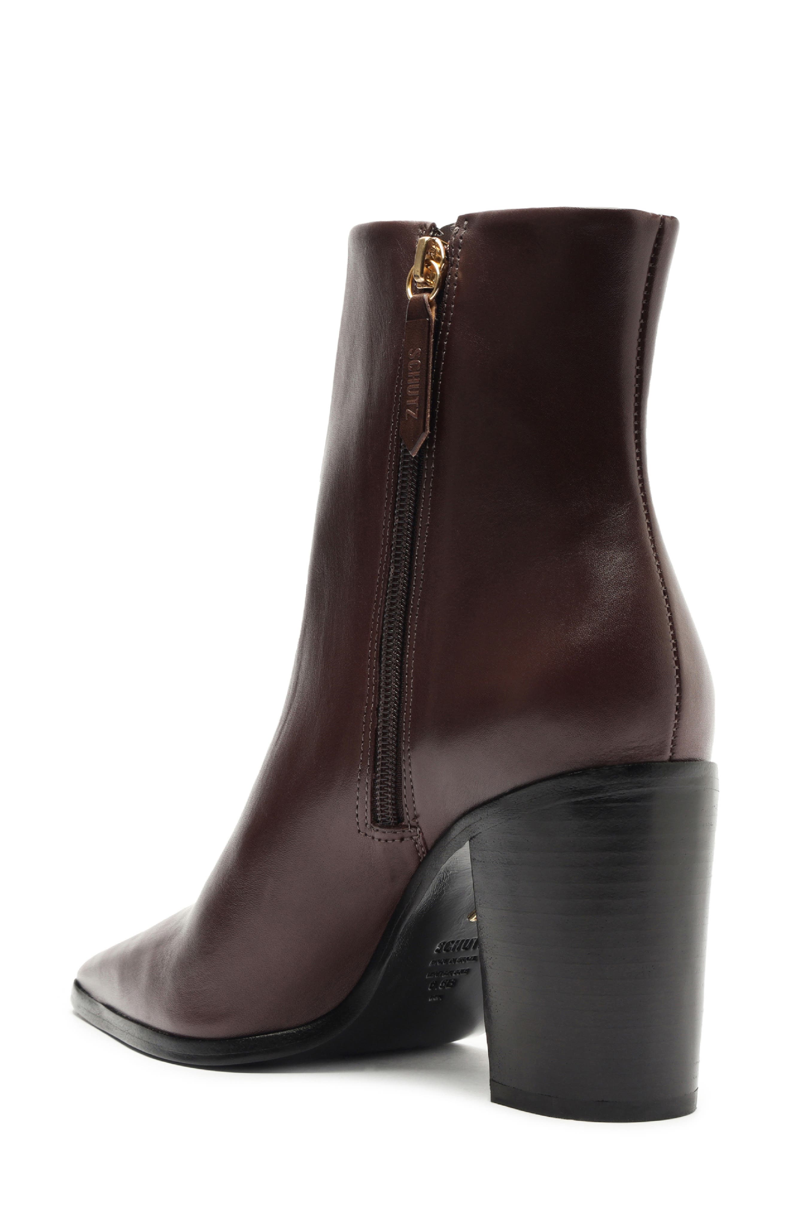 Mikki Pointed Toe Block Heel Bootie, Alternate, color, BROWN