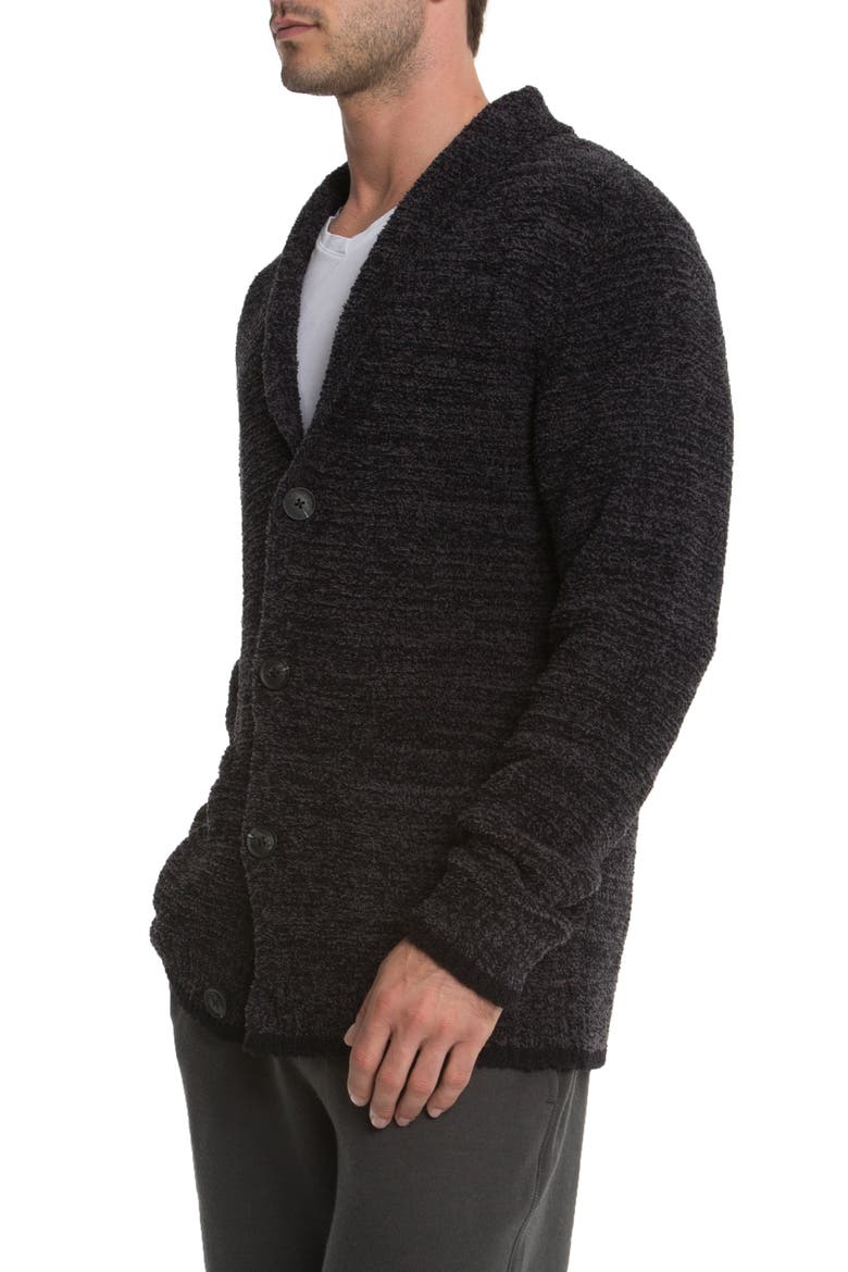 Barefoot Dreams Shawl Collar Cardigan, Alternate, color, CARBON/ BLACK