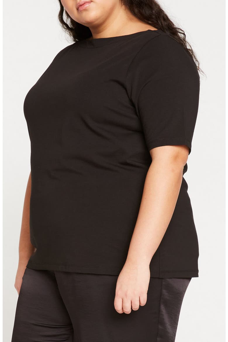 Bella Boatneck Stretch Pima Cotton Top, Alternate, color, BLACK