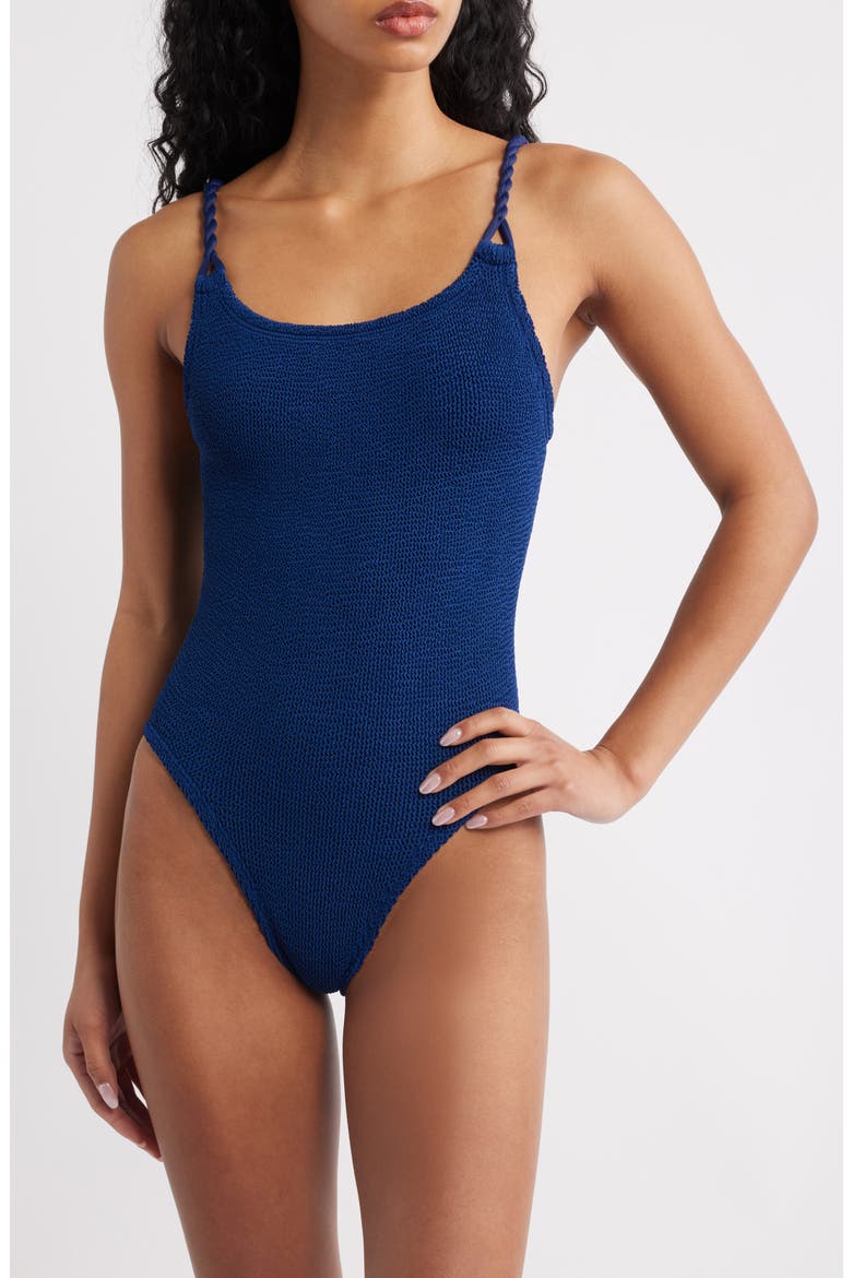 Camille Crinkle One-Piece Swimsuit, Main, color, NAVY
