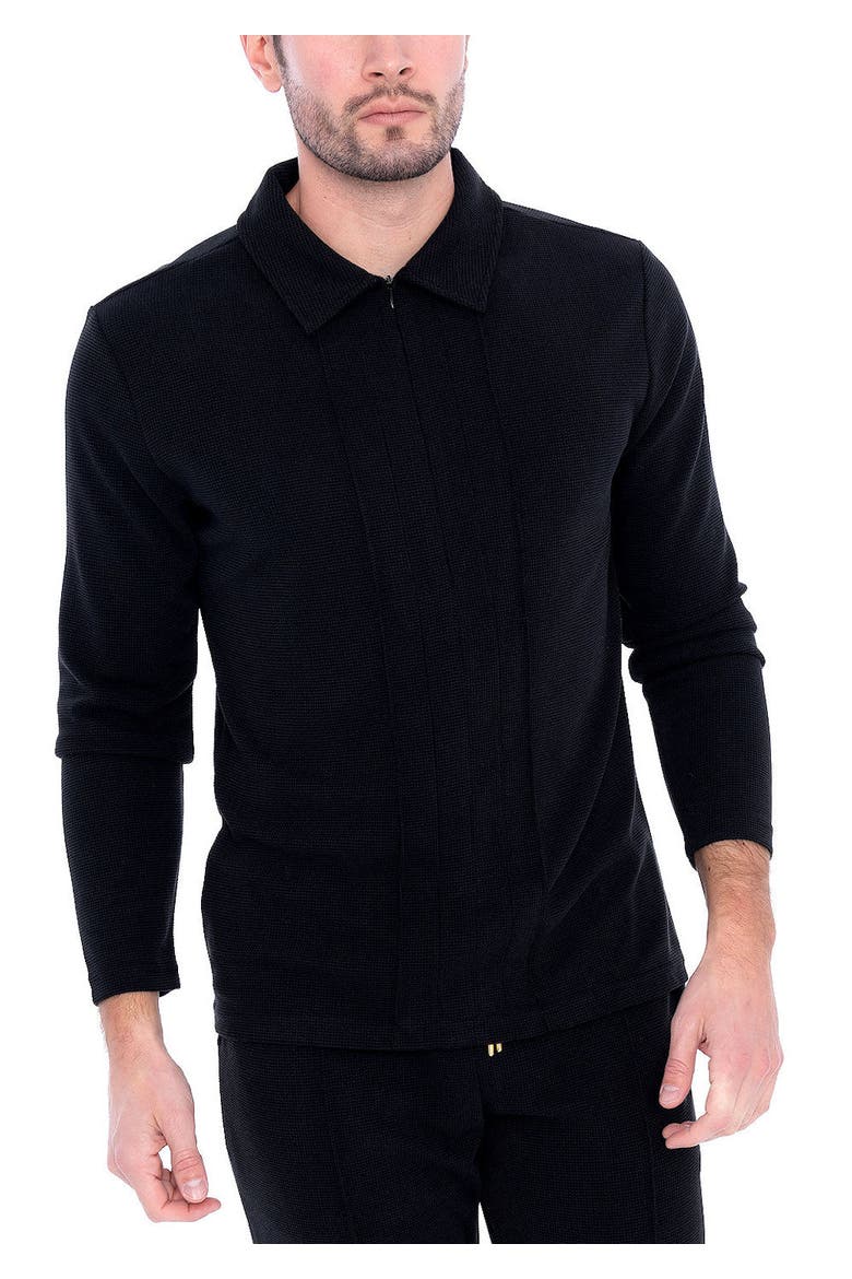Men's Long Sleeve Zip Neck Knit Top, Alternate, color, Black