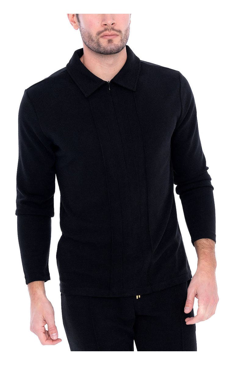 Dai Moda Men's Long Sleeve Zip Neck Knit Top, Alternate, color, Black