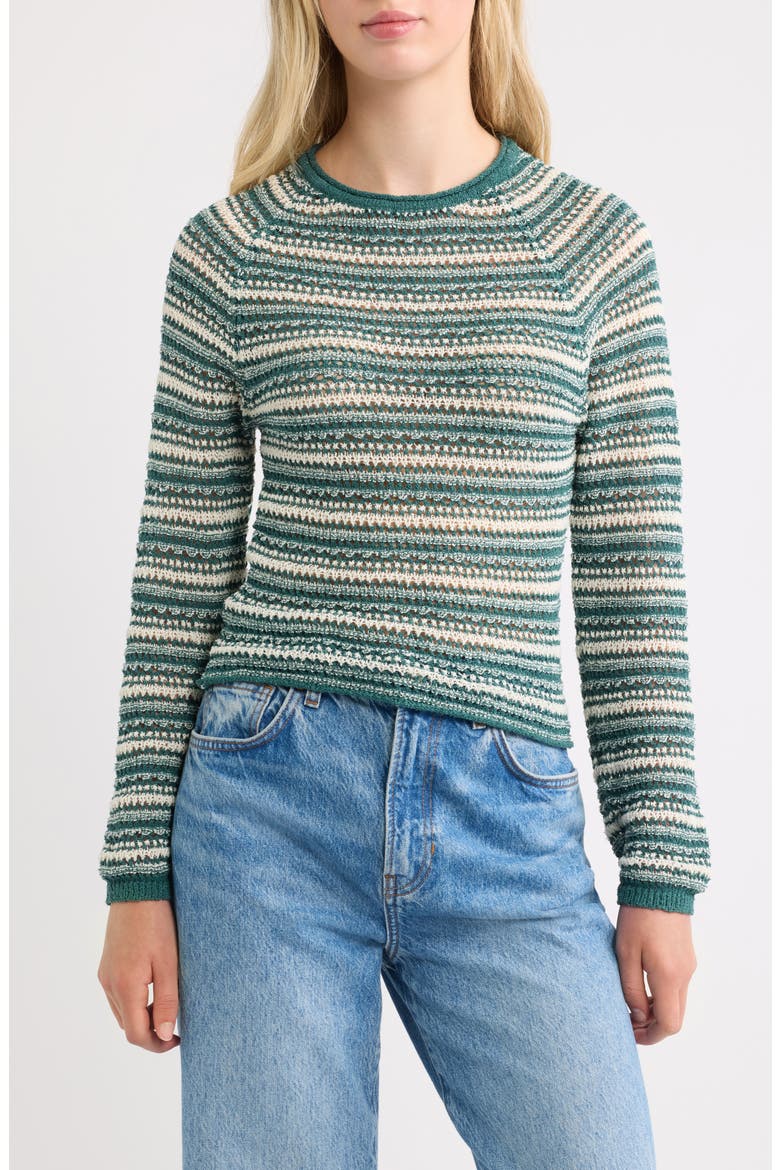 Texture Stripe Sweater, Main, color, GREEN