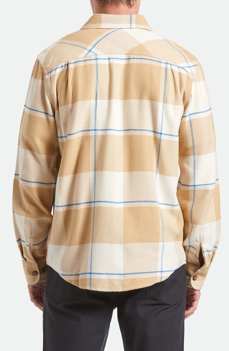 Brixton Bowery Plaid Flannel Button-Up Shirt, Alternate, color, Whitecap/ Sand/ Cyber Blue