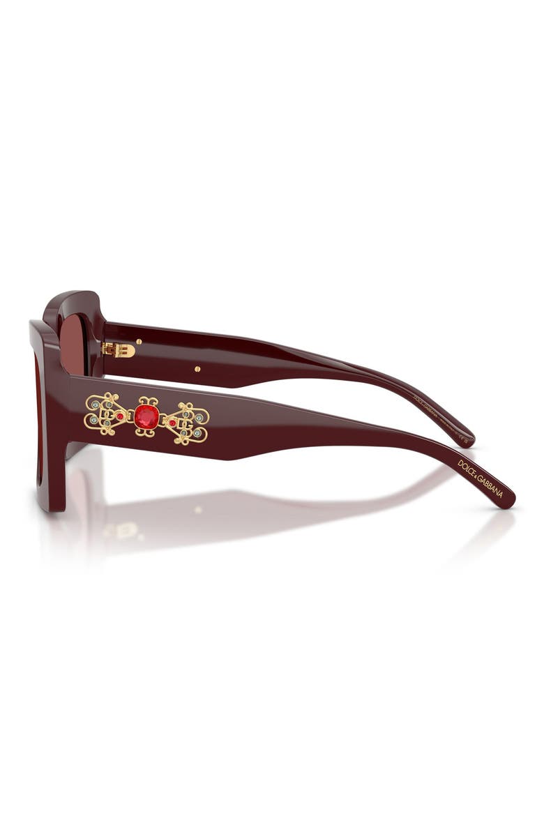 54mm Square Sunglasses, Alternate, color, BORDEAUX / DARK VIOLET